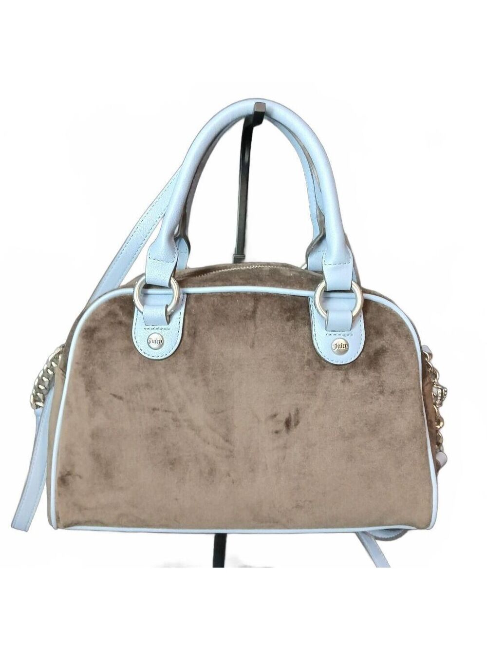 Juicy Couture New Love Chapter Scottie Dog Satchel Brown Blue NWT Chocolate - Picture 3 of 9